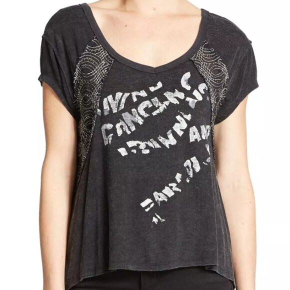 Free People We the Free Oversized Graphic Embellished Top XS - Picture 8 of 8